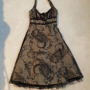 Zum Zum by Niki Livas Black and Tan Mini Dress